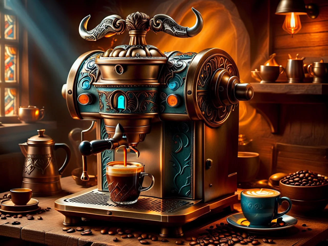<lora:CulturePunkAI_3:.9> vikingpunkai
coffee machine Highly detailed, amazing, Impressive lighting, vibrant colors, Ultra Realistic, High quality, Highly detailed, trending on artstation, intricate detailed background