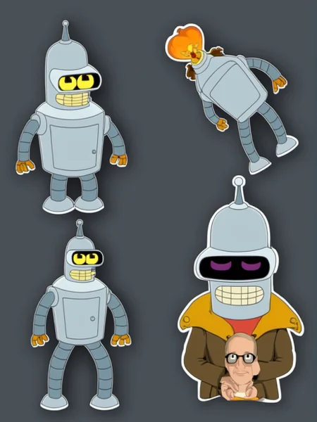A StickerSheet of benderbot <lora:SDXL-StickerSheet-Lora:1> <lora:SDXL-benderbot-Lora:1>, Very detailed, clean, high quality, sharp image