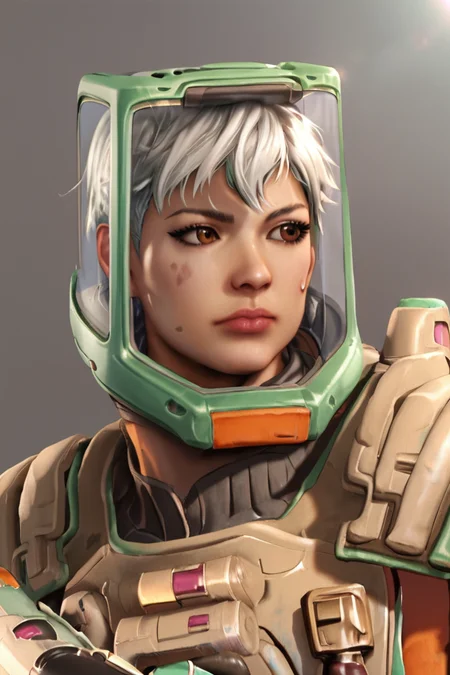 <lora:DaveersConcordXL:1> DaveersConcord, helmet, gloves, power armor, white hair, very short hair, glass helmet, dirty, brown eyes,
realistic, looking away, manly,, 1girl, solo,solo_focus,, (masterpiece),(best quality),extreamly delicate and beautiful,illustration,absurdres, high quality, anime style illustration,score_9, score_8_up, source_anime,score_9_up,