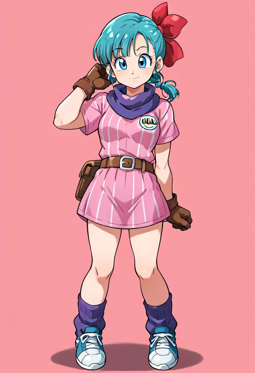 (zPDXL3),
(zPDXLxxx),
1girl,
solo focus,
bulma briefs,
bulma, blue eyes, blue hair,
ankle boots, ankle socks, belt, blue footwear, boots, bracelet, braid, braided ponytail, brown belt, brown gloves, dress, gloves, hair ribbon, jewelry, loose socks, parted bangs, pink dress, purple scarf, purple socks, red ribbon, ribbon, scarf, shoes, short dress, short sleeves, single glove, sneakers, socks, vertical-striped clothes, vertical-striped dress,
joy,
pose,
standing,