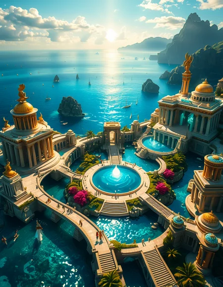 A breathtaking view of the lost city of Atlantis, submerged beneath crystal-clear ocean waters. The city showcases a magnificent blend of ancient Greek and futuristic architecture, with towering marble temples, golden domes, and intricate carvings glowing under the soft bioluminescent light of coral reefs. Majestic pillars and archways, partially covered in coral and algae, rise from the ocean floor, creating an atmosphere of mystery and forgotten grandeur. The sunlight filters through the water, casting shimmering patterns on the grand stone pathways and illuminating massive statues of gods and mythical beings, eroded by time. The scene is peaceful and awe-inspiring, with an ethereal blue glow enhancing the dreamlike, almost magical quality of this underwater utopia. No marine creatures or human presence disrupt the timeless serenity of this lost civilization.
 <lora:atl4nt1s:1>,atl4nt1s,<lora:SDXLFaeTastic2400:0.4> <lora:extremely_detailed:0.4> extremely detailed, Masterpiece,best quality,hi res,8k,hi res,8k,award winning,(sharp focus, intricate, highly detailed),