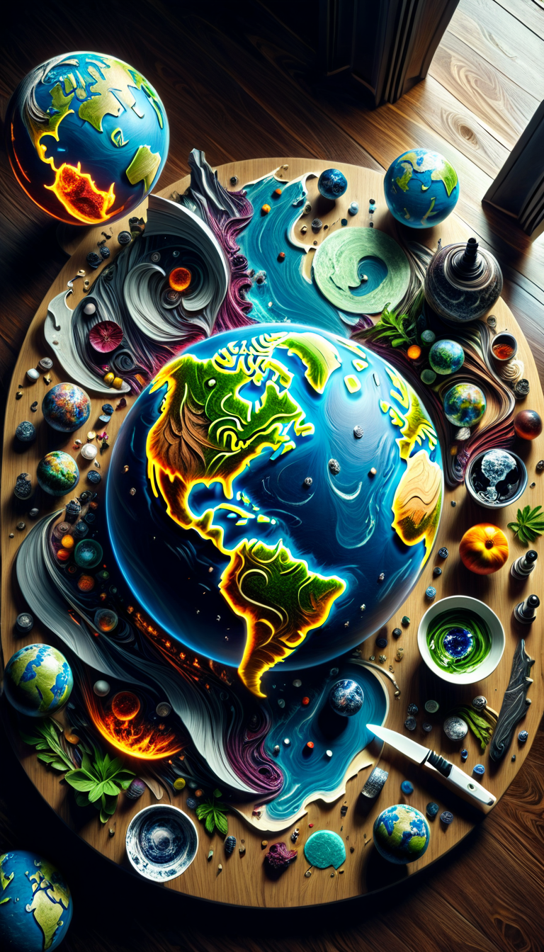 «Broken planet Earth on the table. » 