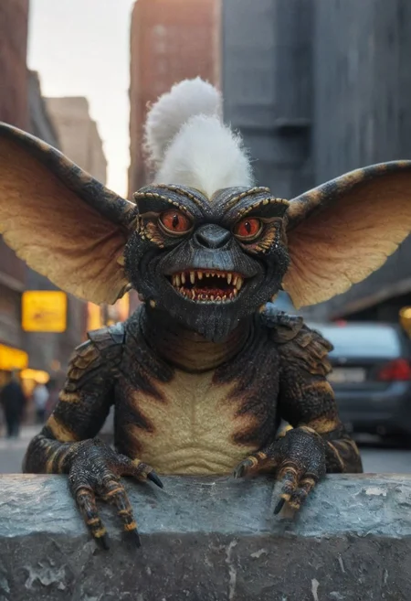 amazing quality, masterpiece, best quality, hyper detailed, ultra detailed, UHD, perfect anatomy, portrait, dof,in a street of big city, hyper-realism, majestic, awesome, inspiring, - (ogremlino, Omultipleo, :1.0), cinematic composition, soft shadows, national geographic style,