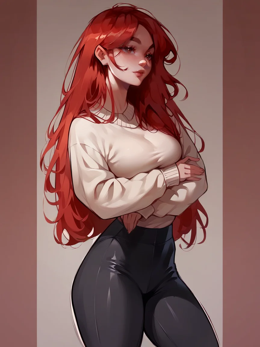 score_9, score_8_up, score_7_up, score_6_up, score_5_up, <lora:itsyelizXLP:1> itsyeliz,, 1girl, sweater, black pants, curvy, long hair, red hair,