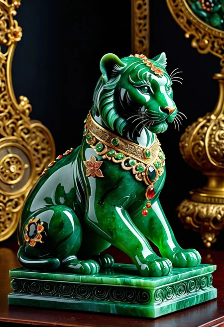 A stunning jade Chinese figurine sculpure of a Tiger