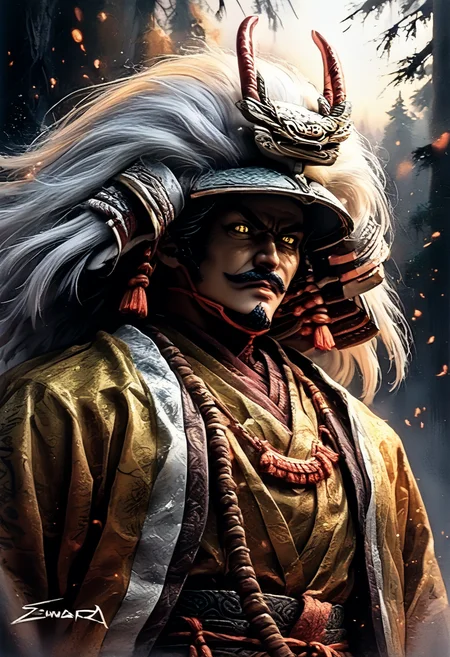 score_9,score_8_up,score_7_up,
Male illustration,50 years old,mature man,ambitious,beast-like sharp gaze,chubby but muscular,Japanese samurai,16th century,dramatic lighting,high contrast,decorative,atmospheric,haunting beauty,texture,(dynamic angle),round face,black,gray,red,yellow,
bust up,l,splash art,highly detailed illustration,trending on Artstation,paint splashes,perfect composition,watercolor,sharp focus,intricate details,highly detailed,
White background,mustache(1.3),windy,dynamic pose,dynamic angle,real,realstic,
Watercolor,<lora:BDpony_TakedaShingen_V1:0.9>,Takeda Shingen,As swift as the wind,as quiet as a forest,as encroaching as fire,as unmoving as a mountain,
<lora:Midjourney_5:0.6>,<lora:WaterColorV3:0.8>,