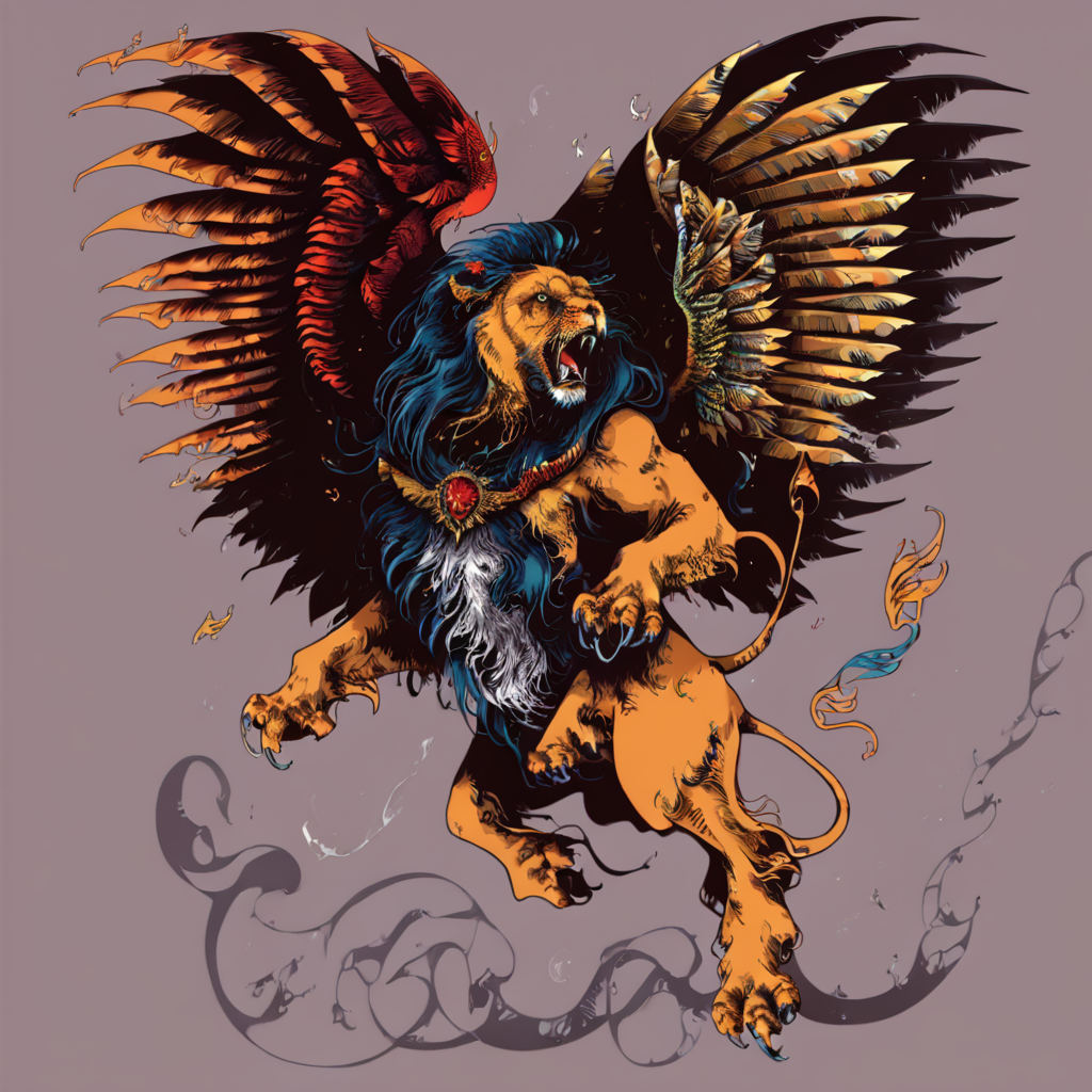 <lora:1v4n:1>1v4n impericon lion with wings and talons