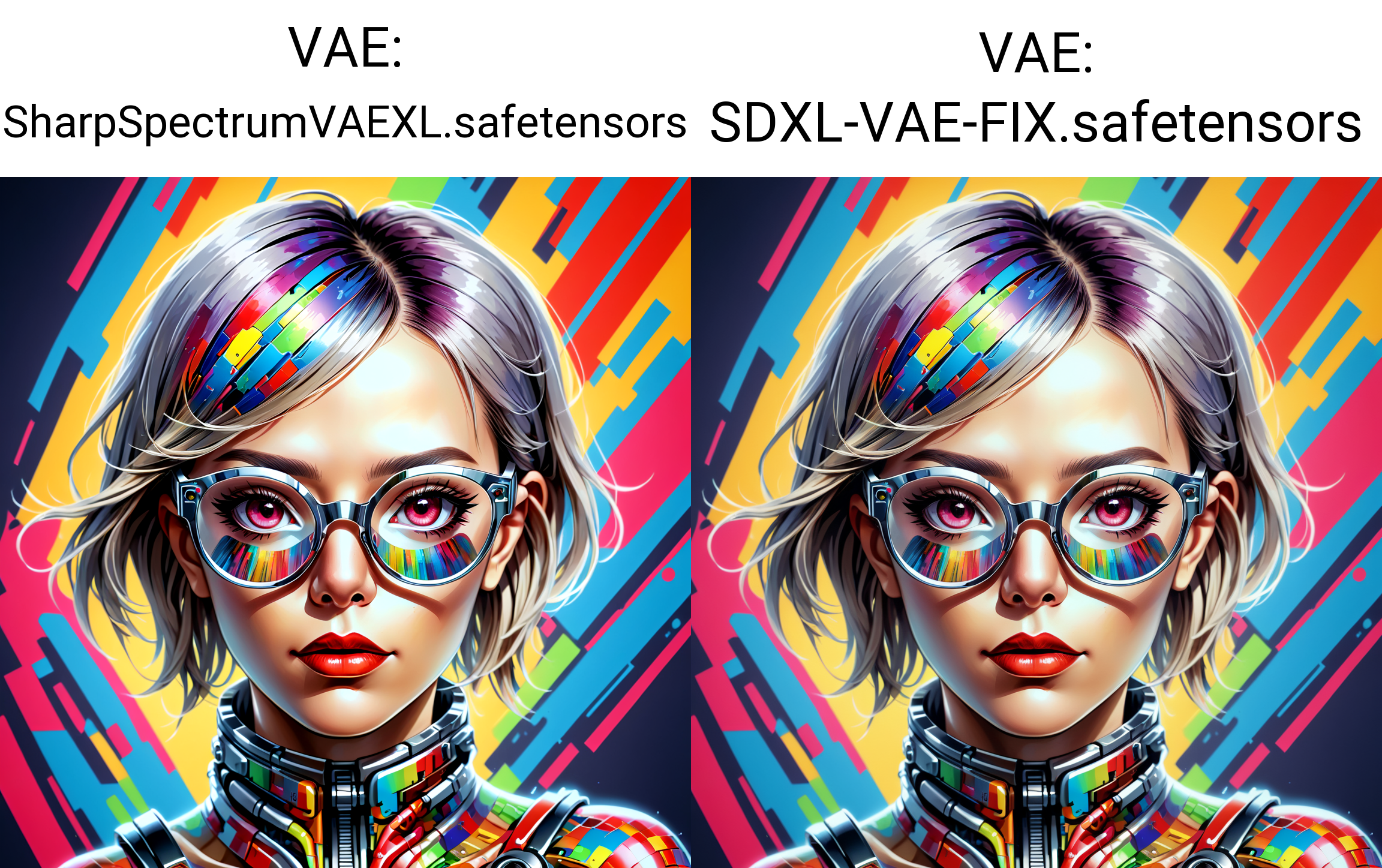 Abstract style a woman with glasses and a colorful face, cyborg fashion model, trending on artstration, hyperrealism, colorful digital screens, portrait a woman like reol, detailed patterns pop art, fully covered in colorful paint, photography hyperrealism, navigator glasses . Non-representational