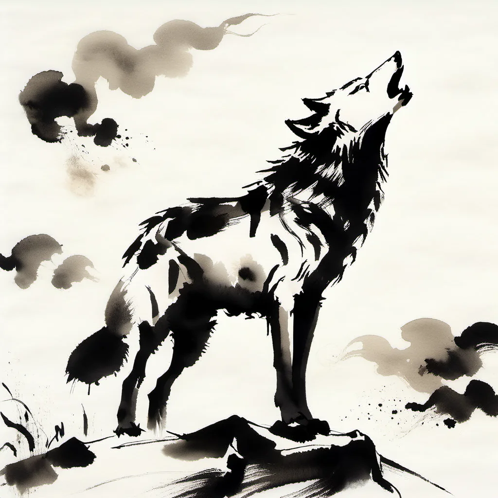 sumi-e wolf <lora:[XL]Sumi-e:1>