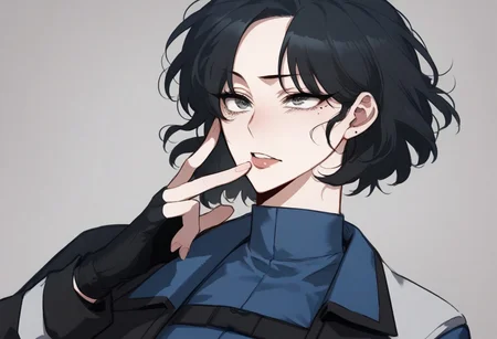 score_9, score_8_up, score_7_up, score_6_up, source_anime, 2d,
1girl, HanSooyoung, grey eyes, black hair, short hair, mole under eye, fingerless gloves, later stage uniform