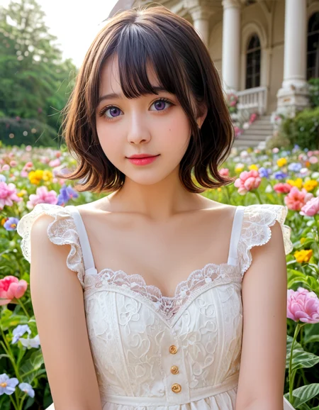 score_9, score_8_up, score_7_up, (masterpiece, best quality), 16k, (realisticphoto, hyperrealism), absurdres, Ultra detailed depiction,
(best shadow), ((Realistic skin texture)), (perfect anatomy, perfect hand), (cinematic lighting, detailed background),
(1girl, Ulzzang, cute idol), (freckles:0.6), Straight medium hair, straight bangs, Funny, Dress with fine lace decoration,
A flower-filled garden, Lots of flowers delicate flowers, mysterious old mansion behind,
soft twilight, magical atmosphere, serene expression
Aerial perspective, blurred background, particle lights
kissmilk<lora:kissmilk_v12-10:0.7>