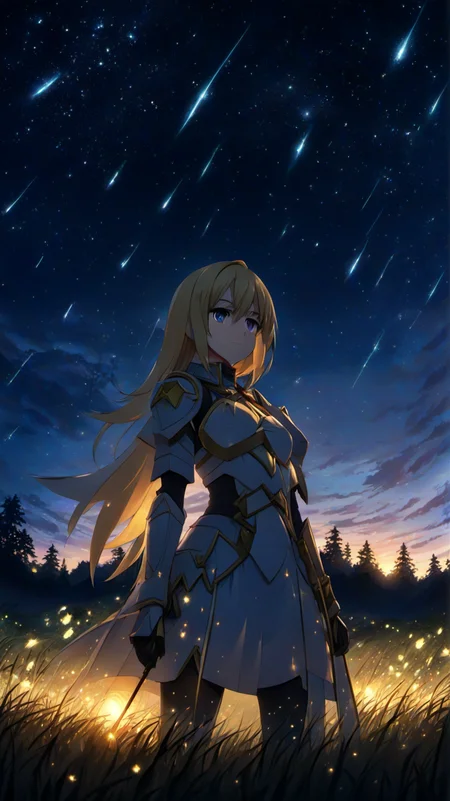 <lora:Darkness:1>
(DarknessKonosuba:1.9), DarknessKonosuba,
DarknessKonosuba wearing Armor,, <lora:PE_AnimeBG:0.8> PEAnimeBG, wide open grass field, fireflies, stars, dawn, masterpiece, high resolution, octane 4k, high detail