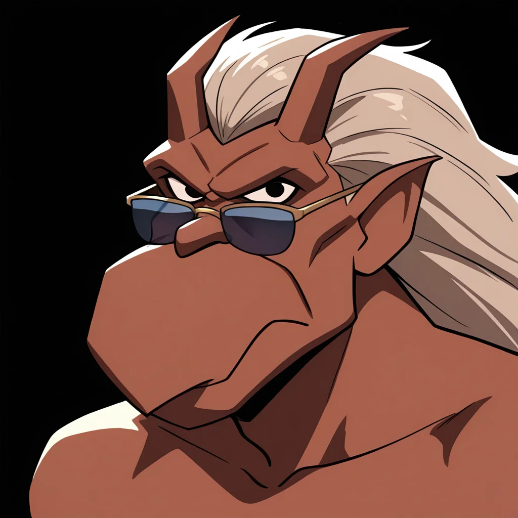 <lora:Brooklyn_Gargoyles_-_Illustrious:1> 11boy, Brooklyn, portrait, sunglasses, angry, black background, black eyes, masterwork, masterpiece,