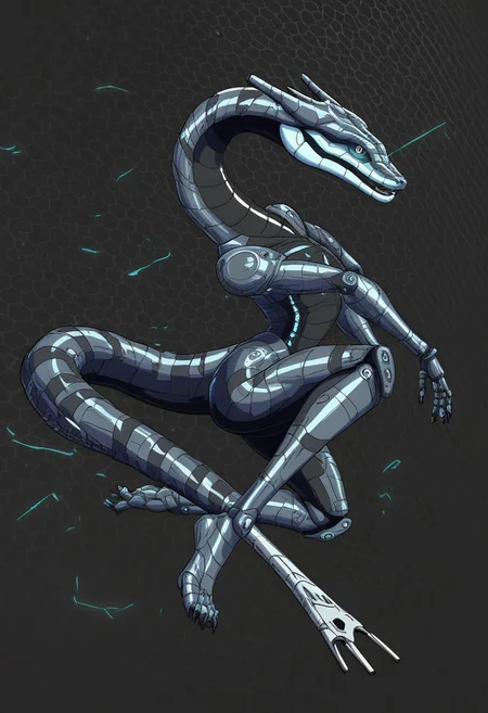 A futuristic warrior with a sleek, biomechanical snake body, armor made of flexible nanotech scales, and a plasma katana in hand. Neon circuits pulse across his body as he coils through a neon-lit cyberpunk city.
🎨 Aesthetic: Cyberpunk, high-tech, neon-lit
🖌️ Bonus: Augmented snake eyes, robotic fangs, energy-based weaponry