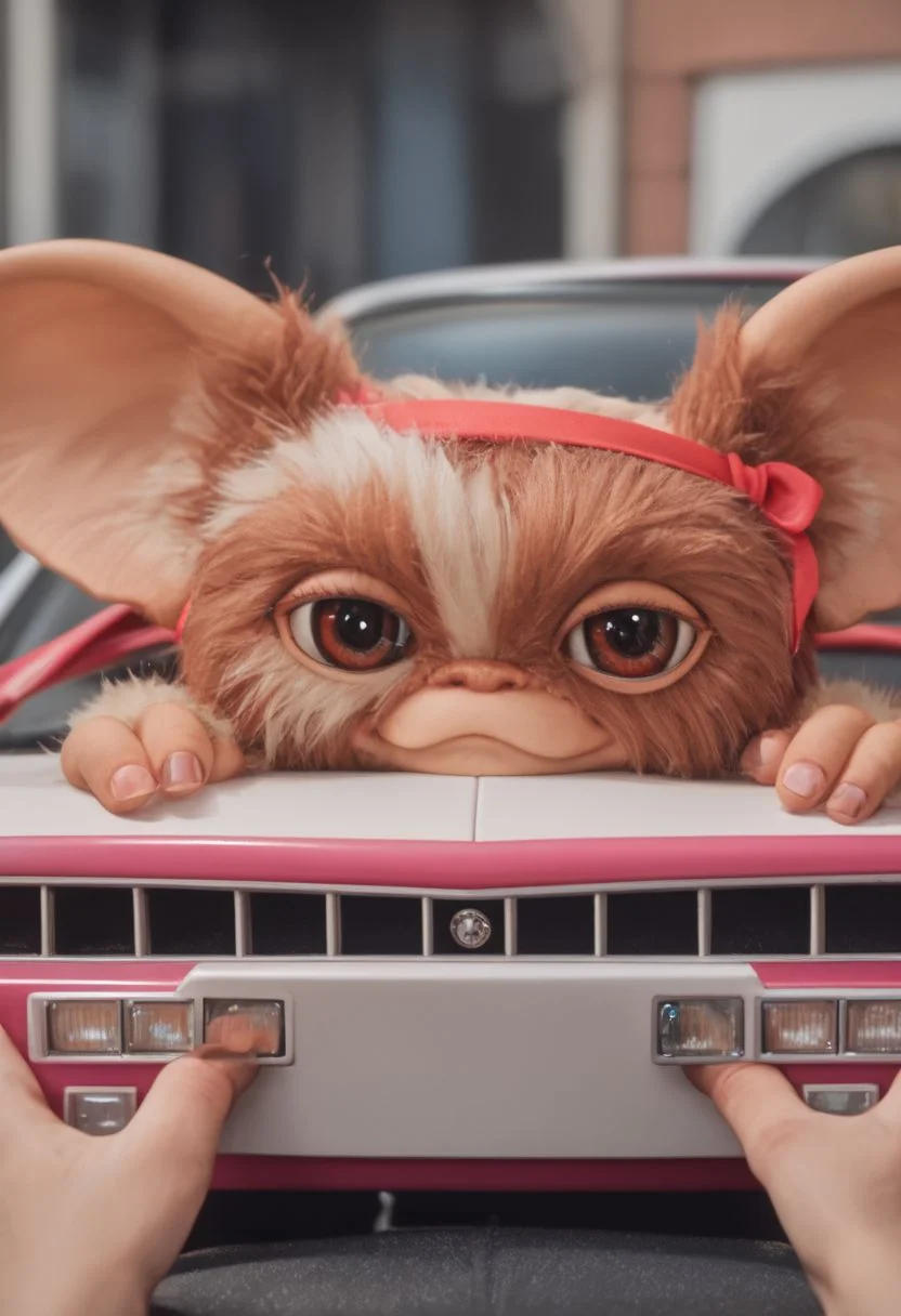 score_9, score_8_up, score_7_up,source_furry,#giz#, (gremling driving a pink convertible car toy , Hands the steering, wheel down, hair moving through speed  :1.0) , amazing world, vivid colors, detailed , portrait in street of city, ( ultrarealist photography :1.3)
