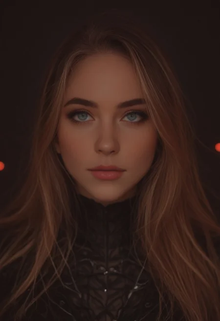 cg, a ginger woman wearing an impressive futuristic suit standing in an impressive, blond hair, ((alienship with turquoise and red lights)), Cinematic, high resolution, sharp focus, mystical, alien, science fiction, futuristic, dynamic style, CGI style, Cross processing color correction, perfect face, perfect eyes, realistic