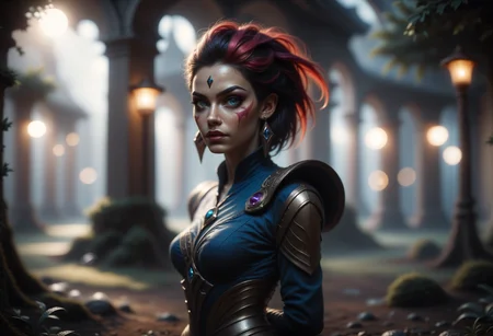 score_9, score_8_up, score_7_up, Fiora from League of Legends, looking at viewer, arms behind back, alien planet, outdoors, action shot, d4113.safetensors, <lora:test\d4113.safetensors:1.0>