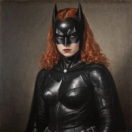Painting of detailed realistic Batwoman imperial style portrait  AH_Titian   <lora:Paintings_by_Titian_-_Venetian_Renaissance:1>