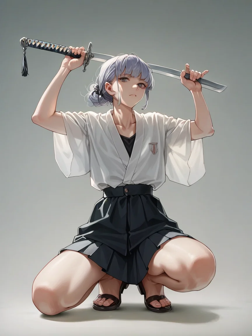 score_9, score_8_up, score_7_up, score_6_up, score_5_up, <lora:n1nj4squatXLP:0.8> n1nj4 squat, solo, 1girl, source_anime, holding sword,