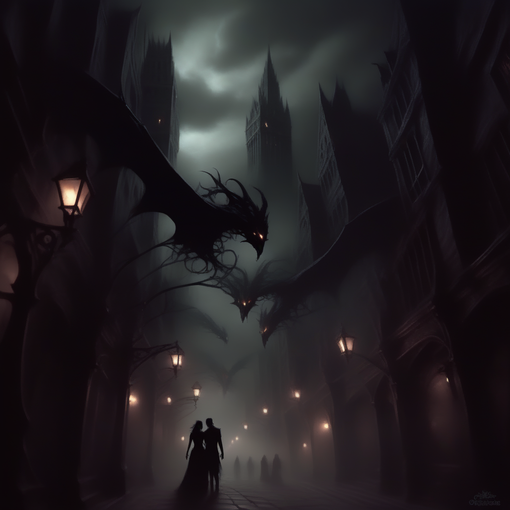 wyrmterro lovers in city, darknes<lora:wyrmterro:0.8>