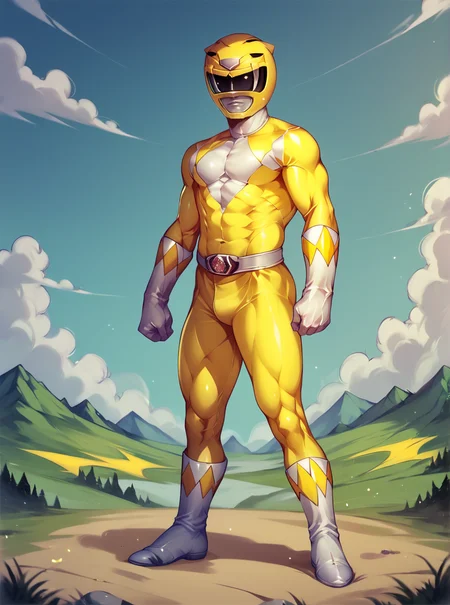 score_9, score_8_up, score_7_up, score_6_up, BREAK
yellow bodysuit, white gloves, yellow power ranger, yellow ranger helmet, 1boy, solo, tokusatsu, mighty morphin power rangers, full body, mountains background <lora:Yellow_Ranger_MM:0.81>