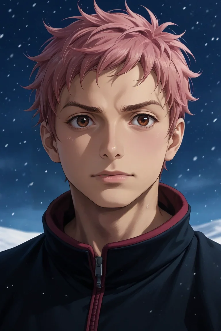 score_9, score_8_up, score_7_up, source_anime, rating_safe, , (photorealistic:0.6), , depth of field, 1boy, solo, male focus, <lora:renzou_shima_pony:0.78>, renzou_shima, pink hair, brown eyes, short hair, close-up, snowy field, dusk, jojo pose, wavy mouth, closed mouth, , <lora:sdxl_lightning_8step_lora:1>