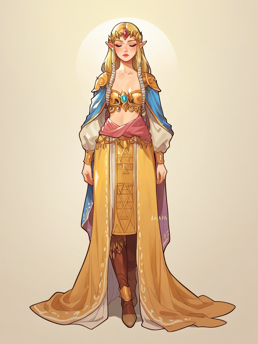 source_anime, score_9, score_8_up, score_7_up, score_6_up, score_5_up,  <lora:h4nn4hXLP:1> h4nn4h, 1girl, solo, long hair, princess zelda, full body, blonde hair,