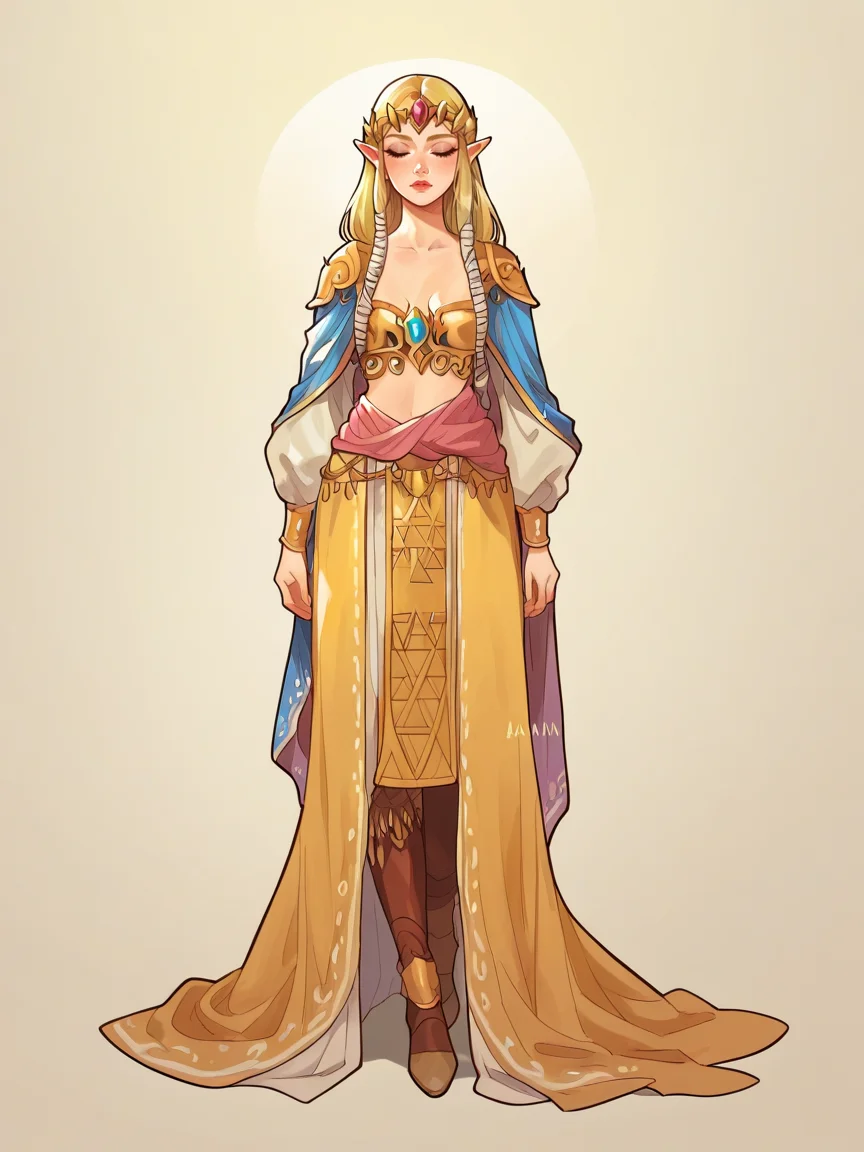 source_anime, score_9, score_8_up, score_7_up, score_6_up, score_5_up, <lora:h4nn4hXLP:1> h4nn4h, 1girl, solo, long hair, princess zelda, full body, blonde hair,