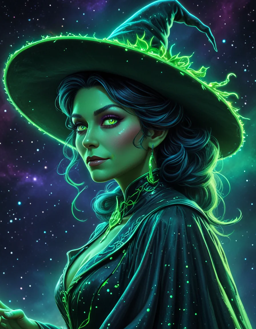 novuschroma70 style neon elphaba floating in space <lora:novuschroma70 style:0.65> <lora:sdxl_lightning_8step_lora:1>
