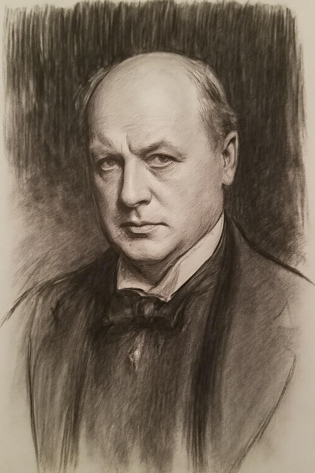 johnss1 charcoal drawing. 
charcoal drawing of a stern, serious man. The man has a bald head with a prominent forehead, and his eyes are wide open, giving him a contemplative, almost stern expression. His eyebrows are arched, and his gaze is directed slightly off-camera, adding to the solemn demeanor. The background is shaded, textured and sketchy, creating a striking contrast that highlights his features.
 <lora:johnss1_cap_d6a3e12:1.0><lora:824329723330056501:0>