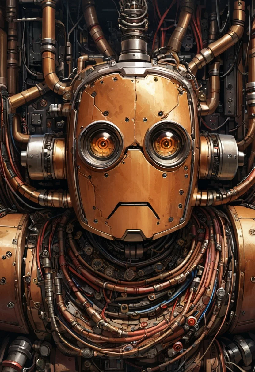 extremely realistic, very detailed, perfect, absurdres, best quality, toaster head robot, squared eyes, scope in eyes, piping, wiring, intricate,