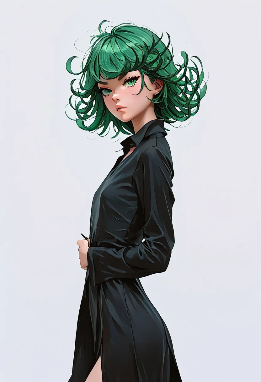 score_9, score_8_up. score_7_up,
score_9, , 1girl, tatsumaki , look at viewer, black dress