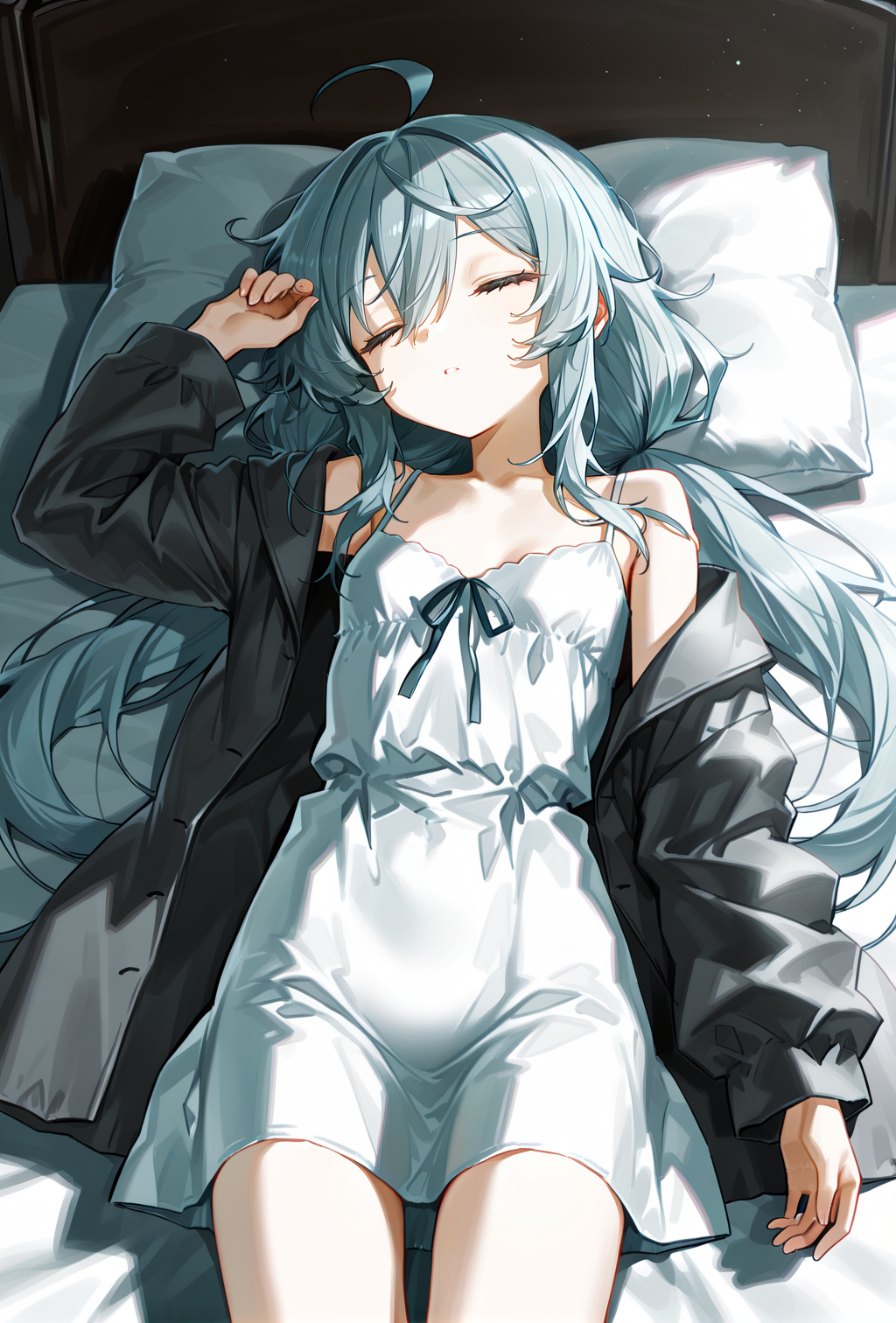 1girl, sensitive, (artist:sincos:0.4), (artist:deadflow:0.5), (artist:ao+beni:0.9), (artist:quasarcake:0.85), (artist:nanashi \(nlo\):0.1), (artist:tianliang duohe fangdongye:1), <lora:Garnet-03:1>, Garnet, open clothes, nightgown, lying, on bed, sleeping, masterpiece, best quality, amazing quality, very aesthetic, absurdres, newest, scenery, <lora:deal360acv illustrious 006:0.45>, <lora:dj_sloppa_ill_v2:0.2>, <lora:nyalia:0.35>