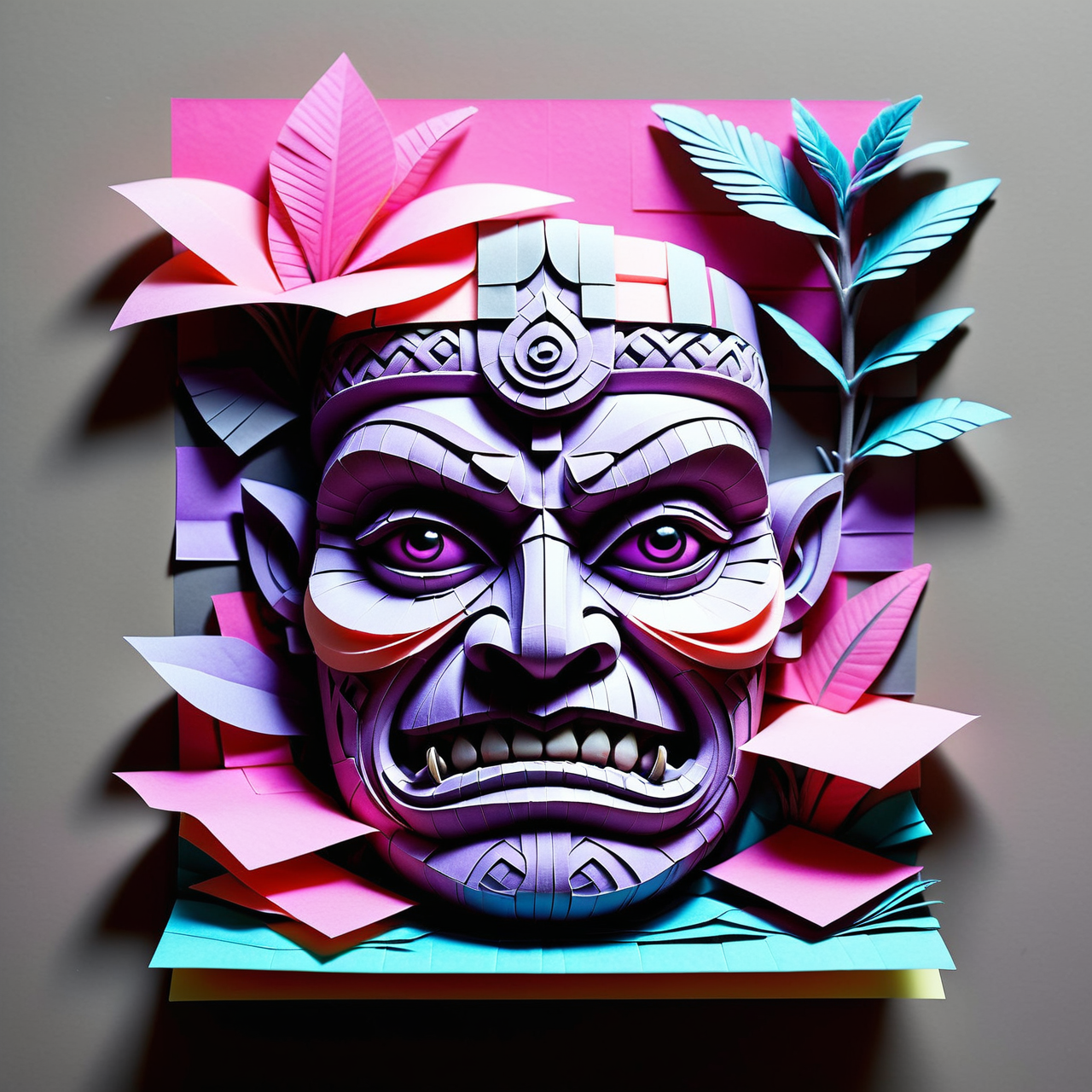 Tiki Lavender, Pale Pink and Gray "The Ocean of Terror", Cold Lighting, Jed-StickyN, <lora:StickyNotesStyle:1>, fine polished, beautiful, stunning detail, extremely rich detail, dynamic composition, detailed, modified, highly detail, fabulous colors, highly intricate, cinematic perfect intricate stunning fine detail, dynamic dramatic atmosphere