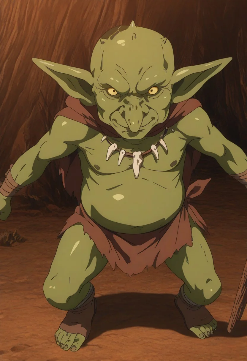 score_9, score_8_up, score_7_up, source_anime, anime screencap, Solo, anime, (Background: fantasy), Fantasy, solo, 1man, HD, Perfect-Details, perfect details, official art, HD, professional, anime, Goblin, Ugly, Ragged, savage, full body, tribal, goblin shaman, (elderly, skinny, frail, bony, wrinkly), voodoo, gaunt, green skin, tattered hood, bone necklace, shaman staff