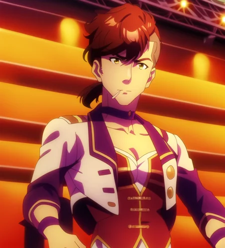 SpicaTrainer, (stage clothes:1.4); aniscreen; solo, 1boy