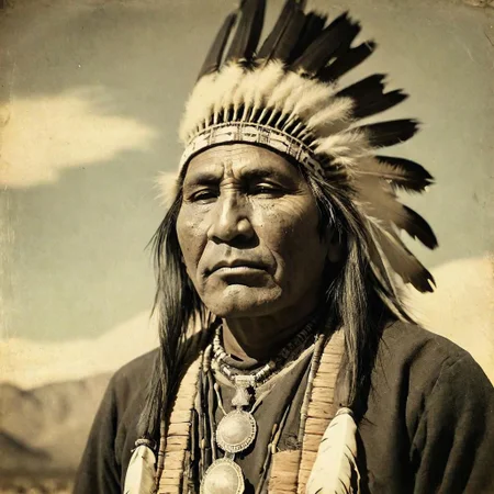 daguerreotype style photo of an american indian in nevada