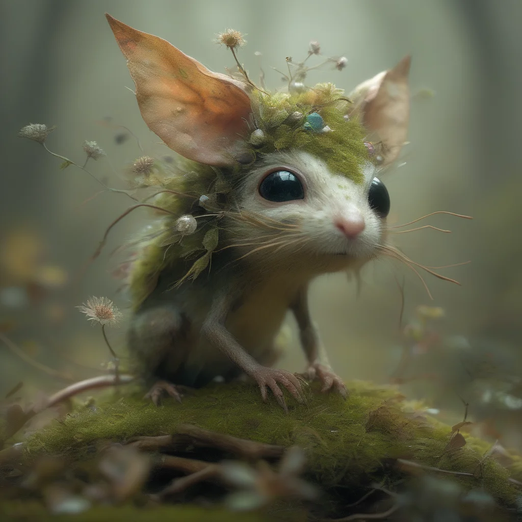 <lora:artfullytinyfae_sdxl_v1:0.64>,mouse,oodland creature searching for a mate,biome made of moss,twigs,flowers,gems,crystals,light,wind,energy,hope,ultra high definition,glossy,photo realistic,3d,national geographic photo of a fae caught on camera in his biome,princess and wise,with silly,