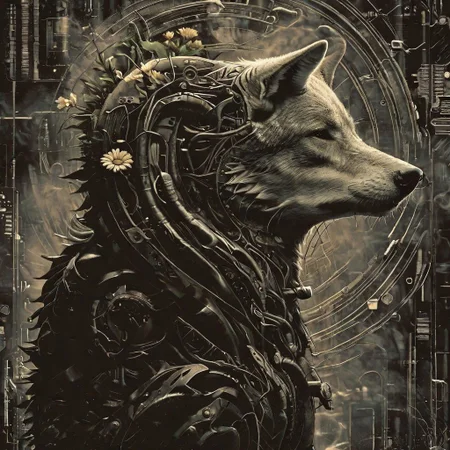 wolf's rain, brown, happy, smile, detailed, atmospheric, illusion, the flower that dances in the wind, next time in paradise, serene, <lora:Dark_Anime:0.2> <lora:- SDXL - letitflrsh_let_it_flourish_V1.0:0.4> <lora:The_Dark_Side_Of_The_Future:0.4>