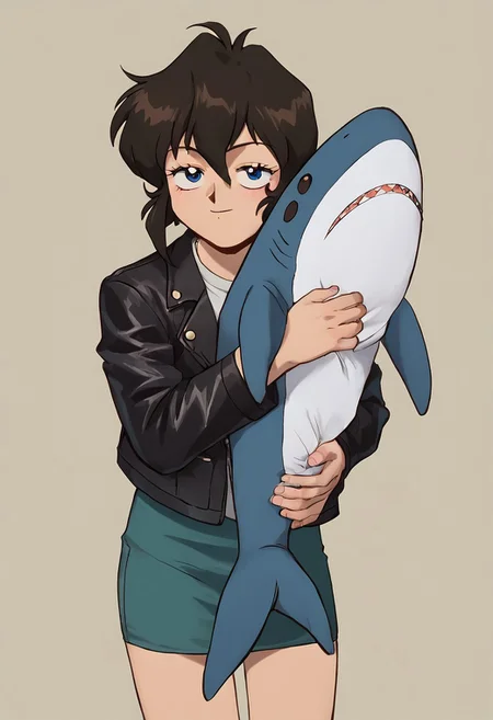 score_9, score_8_up, score_7_up,
BREAK
hugging, shark, stuffed shark
BREAK
gnsmth, rally, leather jacket, tshirt, pencil skirt, black leather miniskirt,