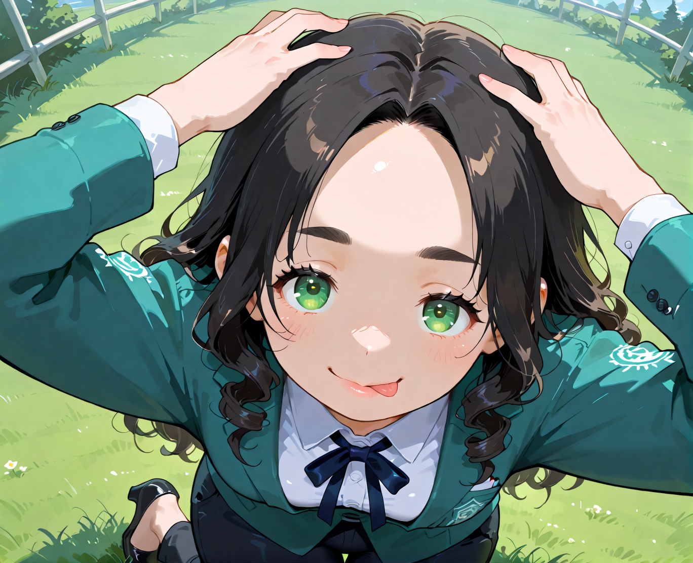 PonyScores7, source_anime, ah1, IllustriousQual, <lora:natsumi_style:0.5>, <lora:by_usakun-pony:0.4>, by usakun, <lora:Akina_Bbw_Style_-_PonyXL:0.2>, AkinBw,
BREAK (artistic fashion style, celebrating creativity and self-expression, features bold prints, unique designs, and eclectic combinations, encouraging individuality and artistic flair),
BREAK 1girl, mature female, (round face:1.2), (thick eyebrows:1.3), (curvy), round-chin, caucasian, (plump face), <lora:Round_face:0.2>, <lora:ETO_OC_Illustrius:0.5>, eto_oc, skindentation, (plump), thick thighs, wide hips, busty, voluptuous, lips, <lora:venus body PonyXL:0.3>, <lora:shinyskin2:0.2>, glistening skin,
BREAK  (curly hair), long hair, (black hair:1.4), (parted hair:1.7), messy hair, kinky curls, <lora:hairdetailpxl:0.2>, hairdetailpxl,
BREAK (half green and brown eyes), (colorful eyes), (multicolored eyes), (downturned eyes:1.4), <lora:expressive eyes:0.2>, expressive eyes, <lora:eyedetailpxl:0.2>, eyedetailpxl, <lora:Eyes_High_Definition:0.2>, EyesHD,
BREAK ((smirk, tongue, :P)), <lora:Expressive_H:0.2>, Expressiveh, <lora:Emotional_Anime_Expressions_PonyXL_Concept:0.2>, emotional, <lora:Best_Facial_Expression_LoRA_PONY:0.2>, looking at viewer, <lora:Detailed expressive EXEV style -XL Pony V1.0:0.2>, FaceDetail,
BREAK ((hands above the head)),
BREAK black and green peekaboo highlights The marketing executive wears a stylish blazer, dress pants, and designer heels,
BREAK (((volunteering and giving back to the community))),
BREAK <lora:xl_more_art-full_v1:0.2>, <lora:aesthetic_anime_v1s:0.2>, <lora:EpicF4nta5yXL:0.2>, <lora:detailxl:0.2>, detailxl, <lora:Fant5yP0ny:0.2>, best quality, amazing quality, best aesthetic, absurdres, illustration, Volumetric_Lighting, ultra-detailed, very aesthetic, intricate details, 8k, masterpiece, best_quality
BREAK Stable_Yogis_PDXL_Positives, AS-Adult, <lora:Complicated fantasy portrait - XL Pony V2.0:0.2>, bad-hands-5, <lora:HDA_Detailer:0.3>, HDA_FatGirlXL,