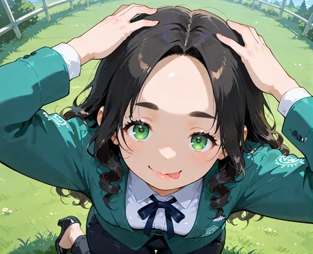 PonyScores7, source_anime, ah1, IllustriousQual, <lora:natsumi_style:0.5>, <lora:by_usakun-pony:0.4>, by usakun, <lora:Akina_Bbw_Style_-_PonyXL:0.2>, AkinBw,
BREAK (artistic fashion style, celebrating creativity and self-expression, features bold prints, unique designs, and eclectic combinations, encouraging individuality and artistic flair),
BREAK 1girl, mature female, (round face:1.2), (thick eyebrows:1.3), (curvy), round-chin, caucasian, (plump face), <lora:Round_face:0.2>, <lora:ETO_OC_Illustrius:0.5>, eto_oc, skindentation, (plump), thick thighs, wide hips, busty, voluptuous, lips, <lora:venus body PonyXL:0.3>, <lora:shinyskin2:0.2>, glistening skin,
BREAK  (curly hair), long hair, (black hair:1.4), (parted hair:1.7), messy hair, kinky curls, <lora:hairdetailpxl:0.2>, hairdetailpxl,
BREAK (half green and brown eyes), (colorful eyes), (multicolored eyes), (downturned eyes:1.4), <lora:expressive eyes:0.2>, expressive eyes, <lora:eyedetailpxl:0.2>, eyedetailpxl, <lora:Eyes_High_Definition:0.2>, EyesHD,
BREAK ((smirk, tongue, :P)), <lora:Expressive_H:0.2>, Expressiveh, <lora:Emotional_Anime_Expressions_PonyXL_Concept:0.2>, emotional, <lora:Best_Facial_Expression_LoRA_PONY:0.2>, looking at viewer, <lora:Detailed expressive EXEV style -XL Pony V1.0:0.2>, FaceDetail,
BREAK ((hands above the head)),
BREAK black and green peekaboo highlights The marketing executive wears a stylish blazer, dress pants, and designer heels,
BREAK (((volunteering and giving back to the community))),
BREAK <lora:xl_more_art-full_v1:0.2>, <lora:aesthetic_anime_v1s:0.2>, <lora:EpicF4nta5yXL:0.2>, <lora:detailxl:0.2>, detailxl, <lora:Fant5yP0ny:0.2>, best quality, amazing quality, best aesthetic, absurdres, illustration, Volumetric_Lighting, ultra-detailed, very aesthetic, intricate details, 8k, masterpiece, best_quality
BREAK Stable_Yogis_PDXL_Positives, AS-Adult, <lora:Complicated fantasy portrait - XL Pony V2.0:0.2>, bad-hands-5, <lora:HDA_Detailer:0.3>, HDA_FatGirlXL,