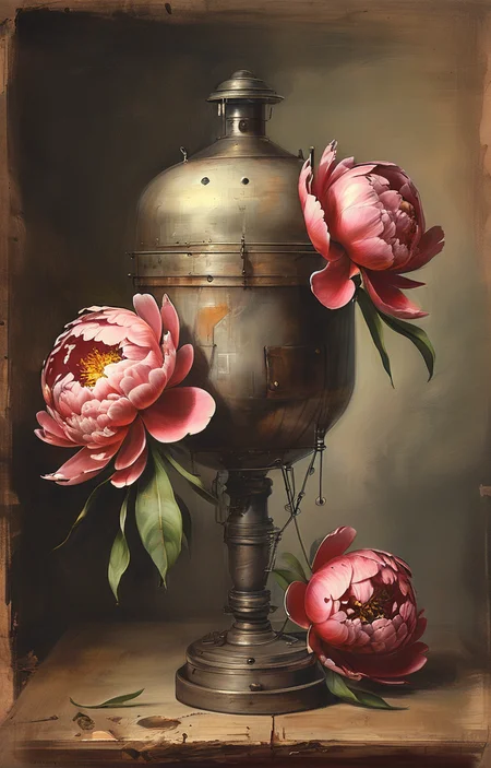 masterpiece,best quality,<lora:tbh249-sdxl:0.9>,illustration, decaying peonies