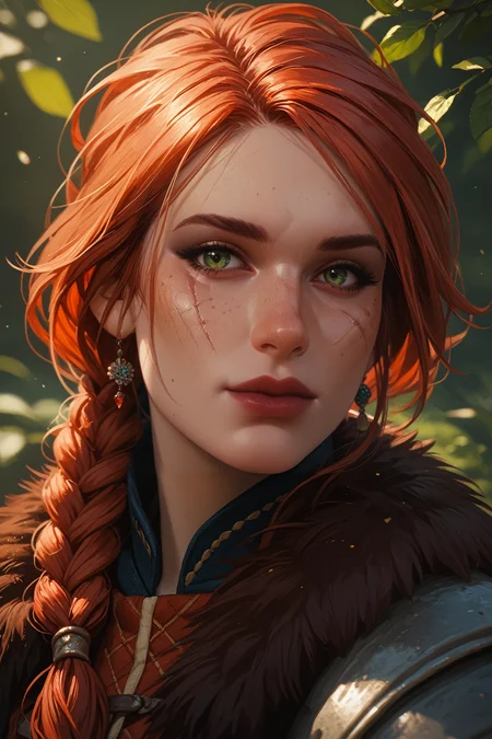 score_9, score_8_up, score_7_up,
<lora:W3Cerys:0.8>
W3Cerys, 1girl, long hair, braid, red hair, green eyes, scar, freckles, looking at viewer, portrait