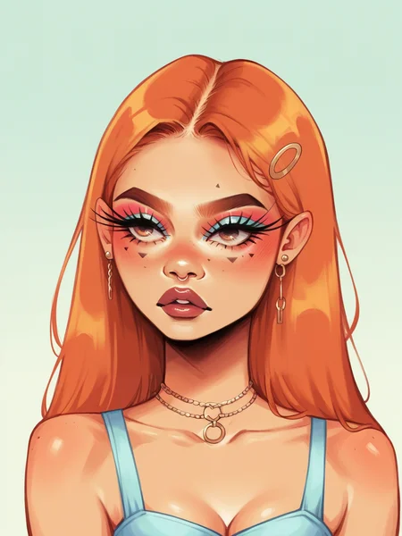 score_9, score_8_up, score_7_up, score_6_up, score_5_up, <lora:nikkileeismeXLP:1> nikkileeisme, 1girl, makeup, ginger hair
