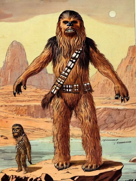 antiquefauna chewbacca on tattooine, high quality, very sharp  <lora:hjantiquefauna_v10xl:0.8>