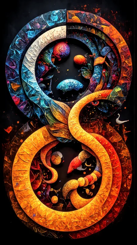 Above and below
right and left
summer, winter, spring, fall
interconnected frenzied opposing interstellar spirals
mobius, tourus
splish, slash, pitter, patter
windswept and winding
growing out of control
centered around contrasting hope
all will be better and brighter
