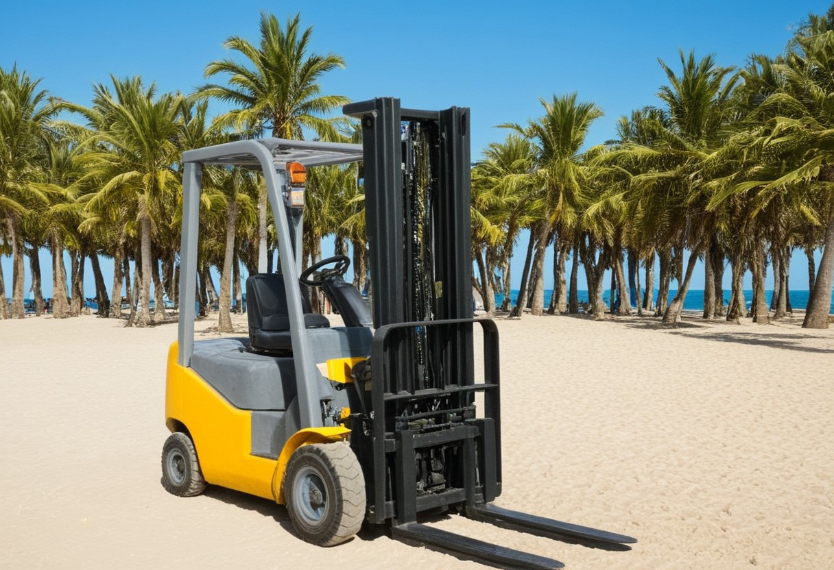 score_9, score_8_up, score_7_up, score_6_up, score_5_up, highres, absurdres, high_quality, high_definition, 
driving, forklift,
 {{background:  outdoors, beach, sand, palm_tree, water, ocean, detailed_background, clean_background, natural_lighting, sharp_focus, smooth_gradients,}}, 
zPDXL2, nsfwEMPXL, Hand, detailed, perfect, perfection, hands, hand,