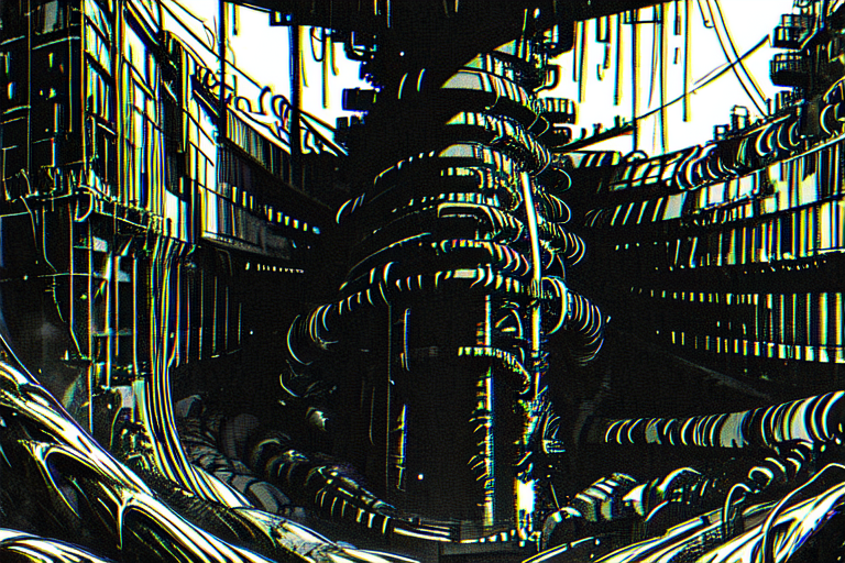 highly insanely detailed, masterpiece, top quality, best quality, highres, 4k, 8k, RAW photo, (very aesthetic, beautiful and aesthetic),  
tsutomu nihei,nihei_tsutomu,blame!,blame gakuen!,abara,TNstyle,sidonia_no_kishi,(city ruins,megastructure in background,space,spacecraft,tower,tunnel,giant room,hangar), 
<lora:ABARA:0.6>, 
(1girl:1.3), 
solo focus, 
mangrove forest biome,pure yellow background,pure black background,(color stripes background,color bokeh background,color fusion background),âââ