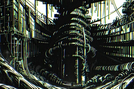 highly insanely detailed, masterpiece, top quality, best quality, highres, 4k, 8k, RAW photo, (very aesthetic, beautiful and aesthetic),
tsutomu nihei,nihei_tsutomu,blame!,blame gakuen!,abara,TNstyle,sidonia_no_kishi,(city ruins,megastructure in background,space,spacecraft,tower,tunnel,giant room,hangar),
<lora:ABARA:0.6>,
(1girl:1.3),
solo focus,
mangrove forest biome,pure yellow background,pure black background,(color stripes background,color bokeh background,color fusion background),âââ
